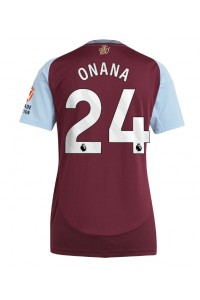 Aston Villa Amadou Onana #24 Voetbaltruitje Thuis tenue Dames 2024-25 Korte Mouw